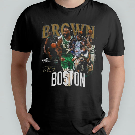 Jaylen Brown Black Boston Celtics 2024 NBA Finals Champions Crossroads T-Shirt