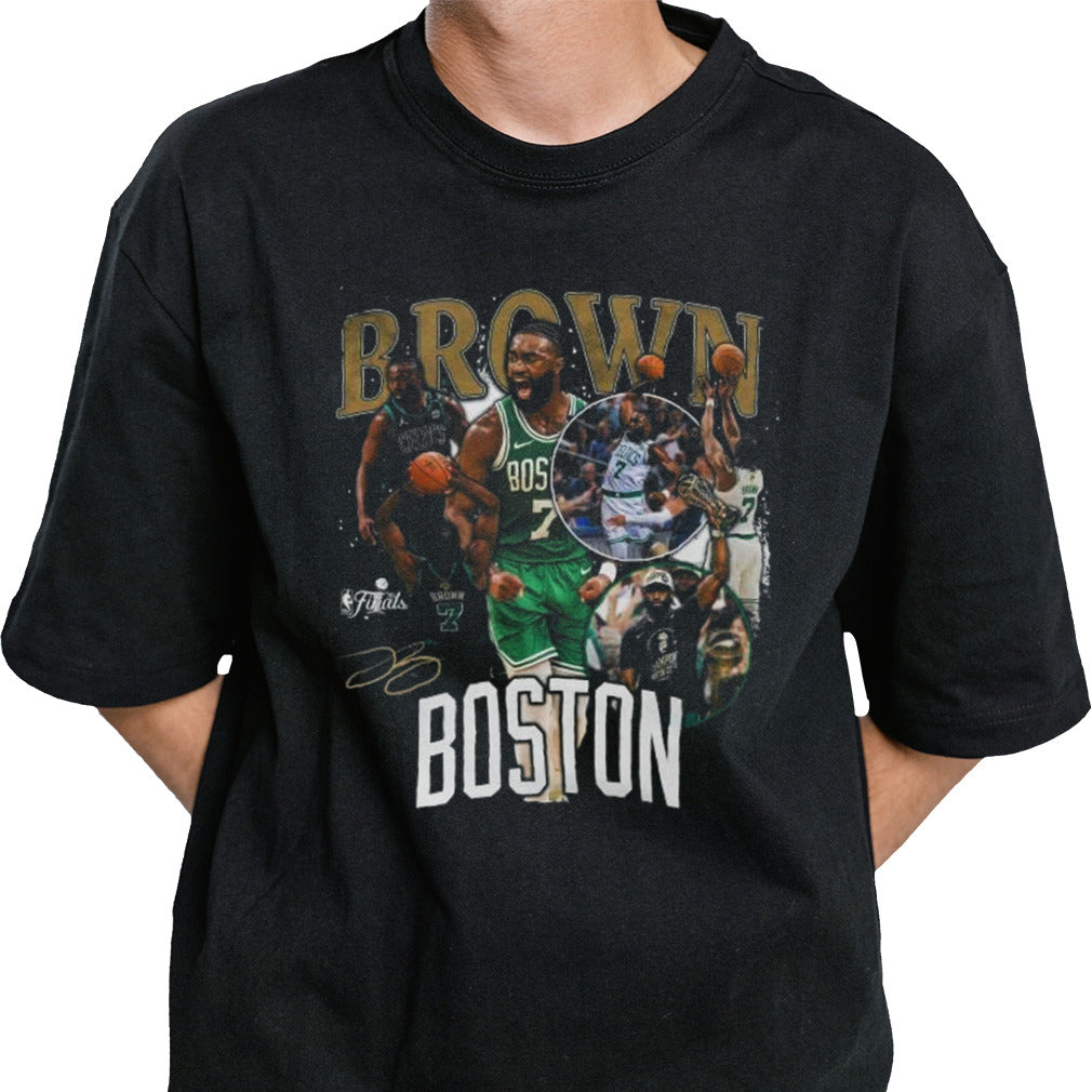 Jaylen Brown Black Boston Celtics 2024 NBA Finals Champions Crossroads T-Shirt