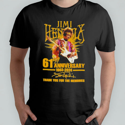 Jimi Hendrix 61st Anniversary 1963-2024 Thank You For The Memories T-Shirt