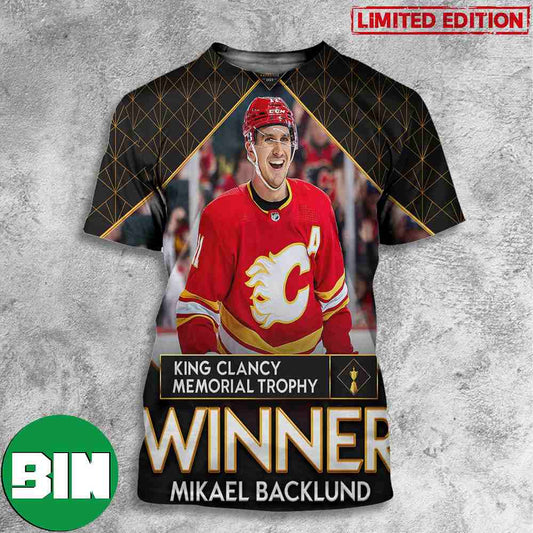 King Clancy Memorial Trophy Winner Mikael Backlund NHL Awards 2023 3D T-Shirts