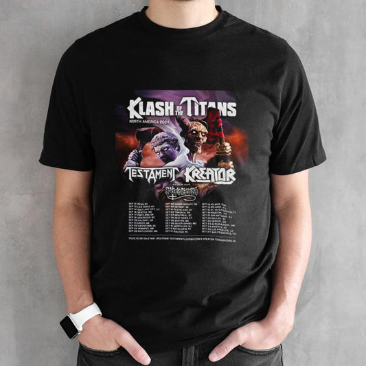 Klash Of The Titans North America 2024 With Testament ANd Kreator With Possessed Schedule Lists T-Shirts