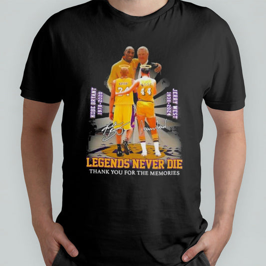 Kobe Bryant And Jerry West Legends Never Die Thank You For The Memories Signature Shirt