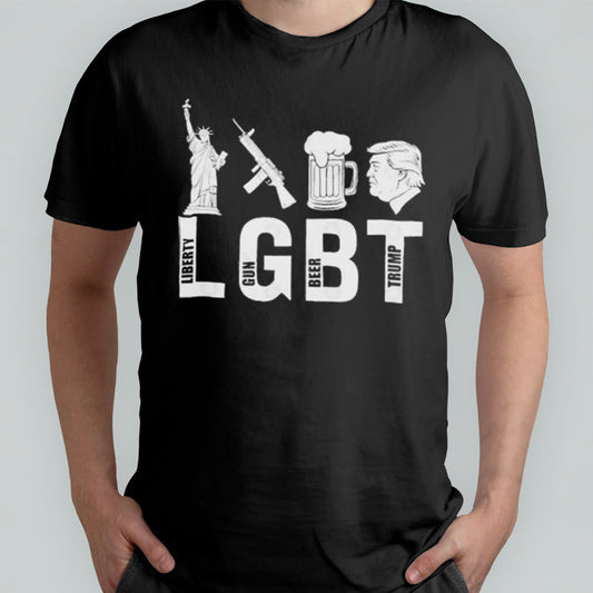 LGBT Liberty, Gun, Beer, and Trump Parody 2024 T shirt