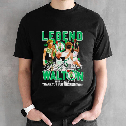 Legend Bill Walton Boston Celtics 1952-2024 Thank You For The Memories Signature Shirt
