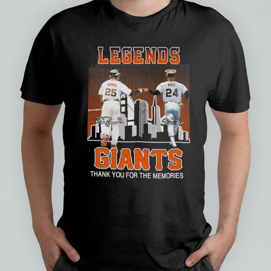 Legends Willie Mays And Barry Bonds San Francisco Giants Thank You For The Memories Signatures Shirt