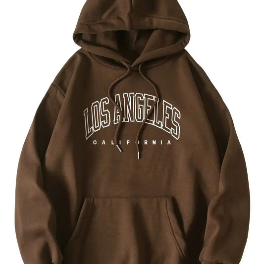 Letter Graphic Print Drawstring Vintage Drop Shoulder Hoodies Thermal Long Sleeve Pullover Sweatshirt