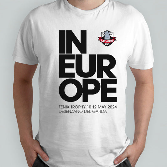 Lewes FC in eur ope shirts