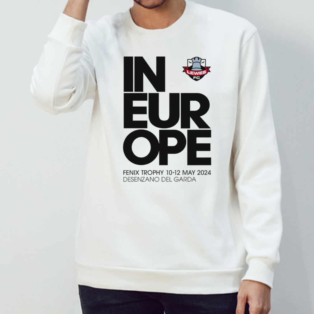 Lewes FC in eur ope shirts
