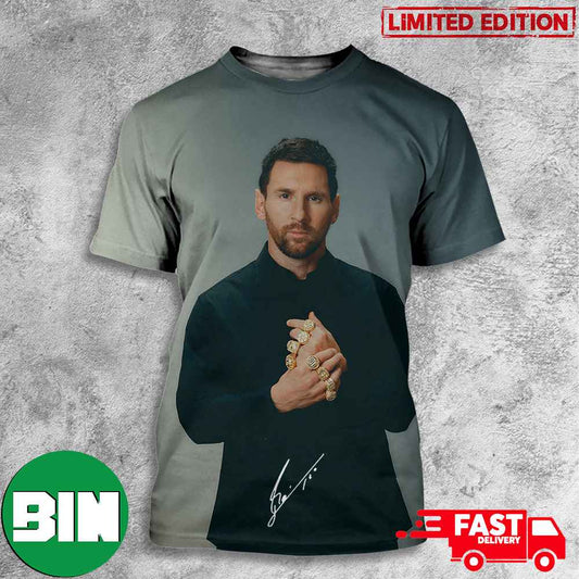 Lionel Messi x Adidas Celebrating His 8th Career Ballon ds'Or 2023 Congratulations All Over Print T-Shirts