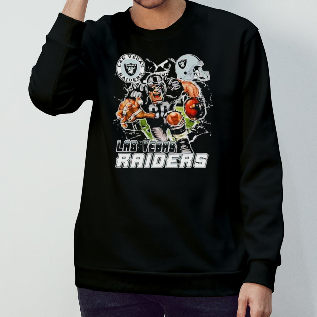 Mascot Breaking Through Wall Las Vegas Raiders Vintage Shirts
