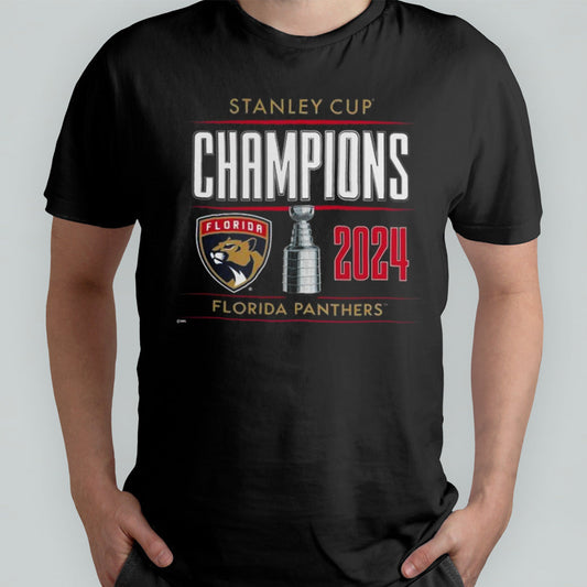 Menâ€™s Florida Panthers Fanatics Black 2024 Stanley Cup Champions Shirt