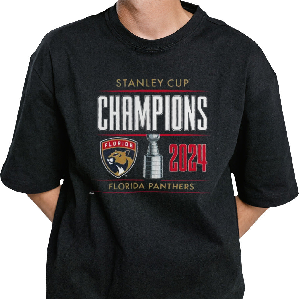 Menâ€™s Florida Panthers Fanatics Black 2024 Stanley Cup Champions Shirt