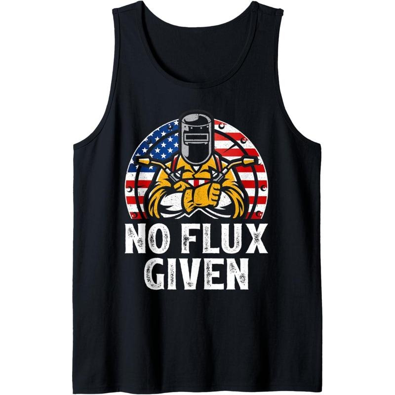 Mens Vintage American Flag No Flux Given Welder Dad Father's Day Tank Top