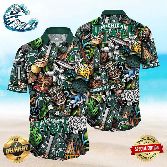 Michigan State Spartans NCAA Mens Floral Special Design Hawaiian Shirt