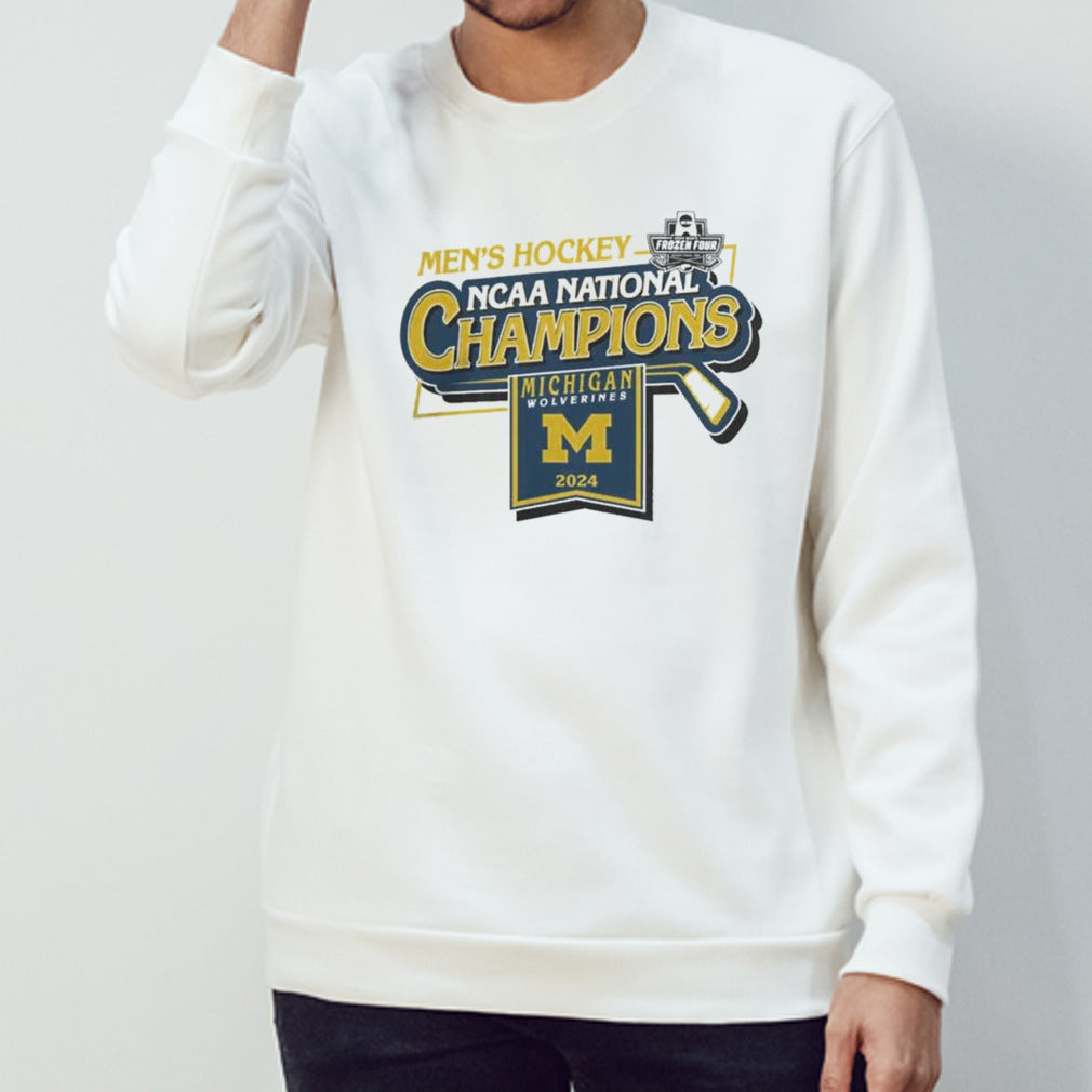Michigan Wolverines Mensâ€™s Ncaa Hockey 2024 National Champions Logo T-shirts