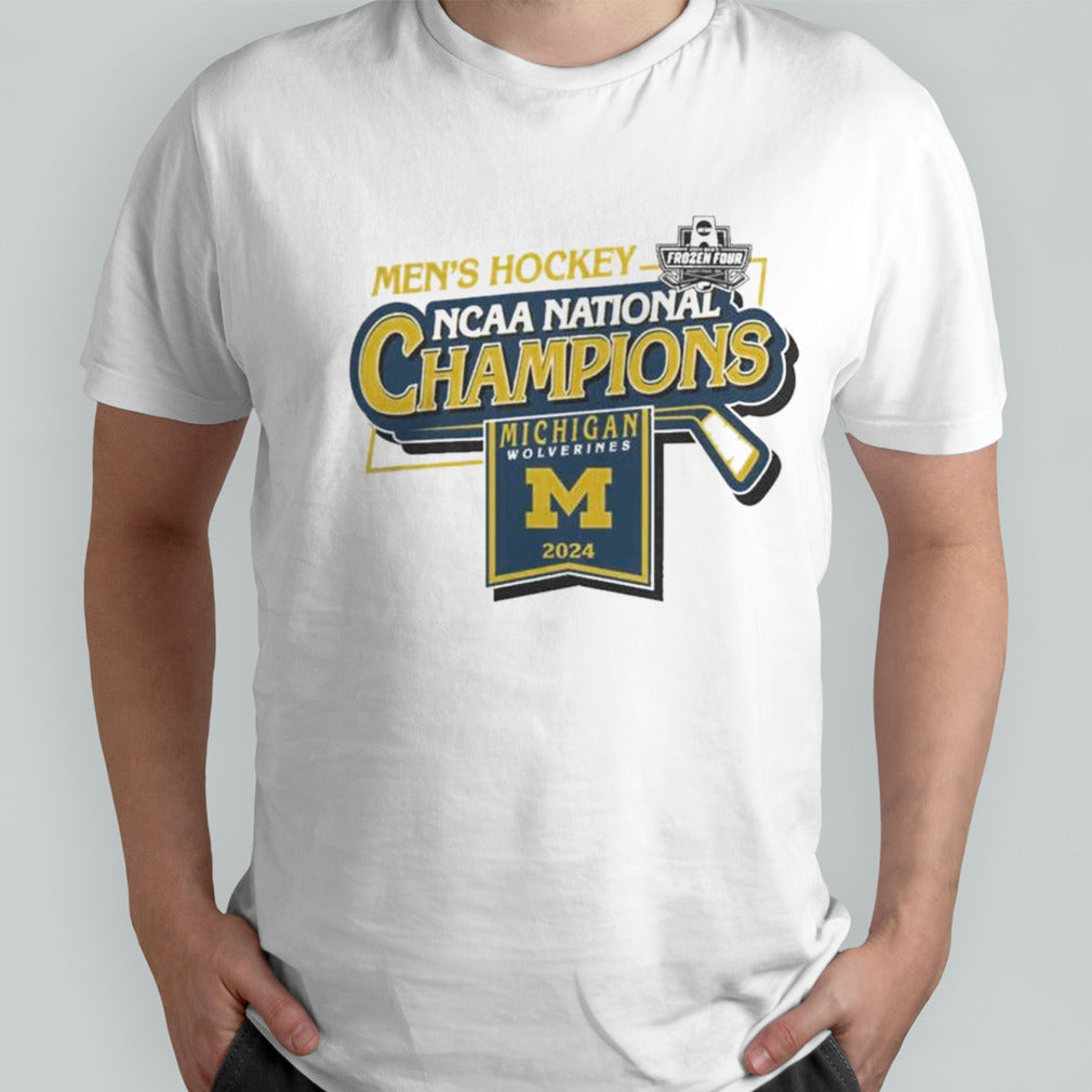 Michigan Wolverines Mensâ€™s Ncaa Hockey 2024 National Champions Logo T-shirts
