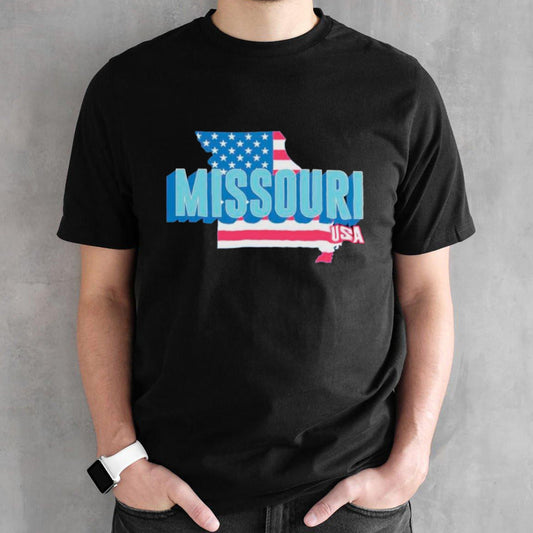 Missouri map USA flag shirts