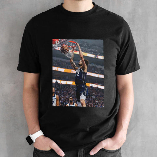 Moment NBA 2024 Poster Dereck Lively II Slam Dunk In Battle Dallas Mavericks Vs Minnesota Timberwolves shirt