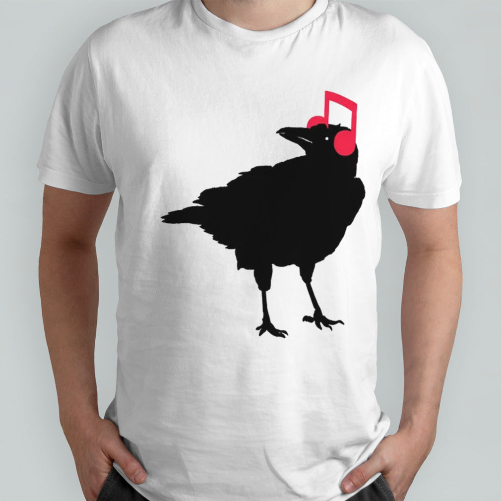 Music Bird Crow Musical Note A Black Crow A Red Headphone shirt
