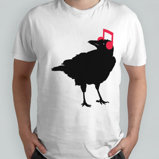 Music Bird Crow Musical Note A Black Crow A Red Headphone shirt
