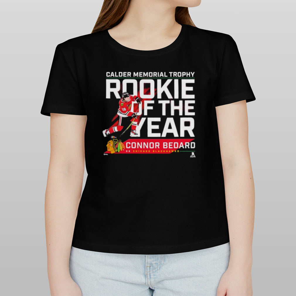 NHL Connor Bedard 98 Chicago Blackhawks 2024 Calder Memorial Trophy Winner Shirt