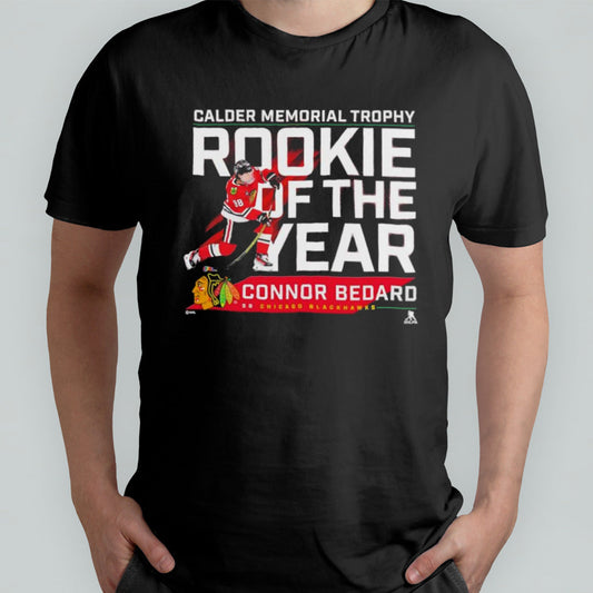 NHL Connor Bedard 98 Chicago Blackhawks 2024 Calder Memorial Trophy Winner Shirt