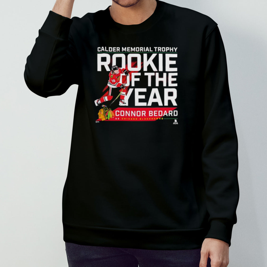 NHL Connor Bedard 98 Chicago Blackhawks 2024 Calder Memorial Trophy Winner Shirt