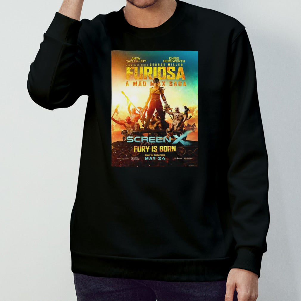 New Screenx Poster For Furiosa A Mad Max Saga Fury Is Born Only In Theaters May 24 2024 T-Shirt