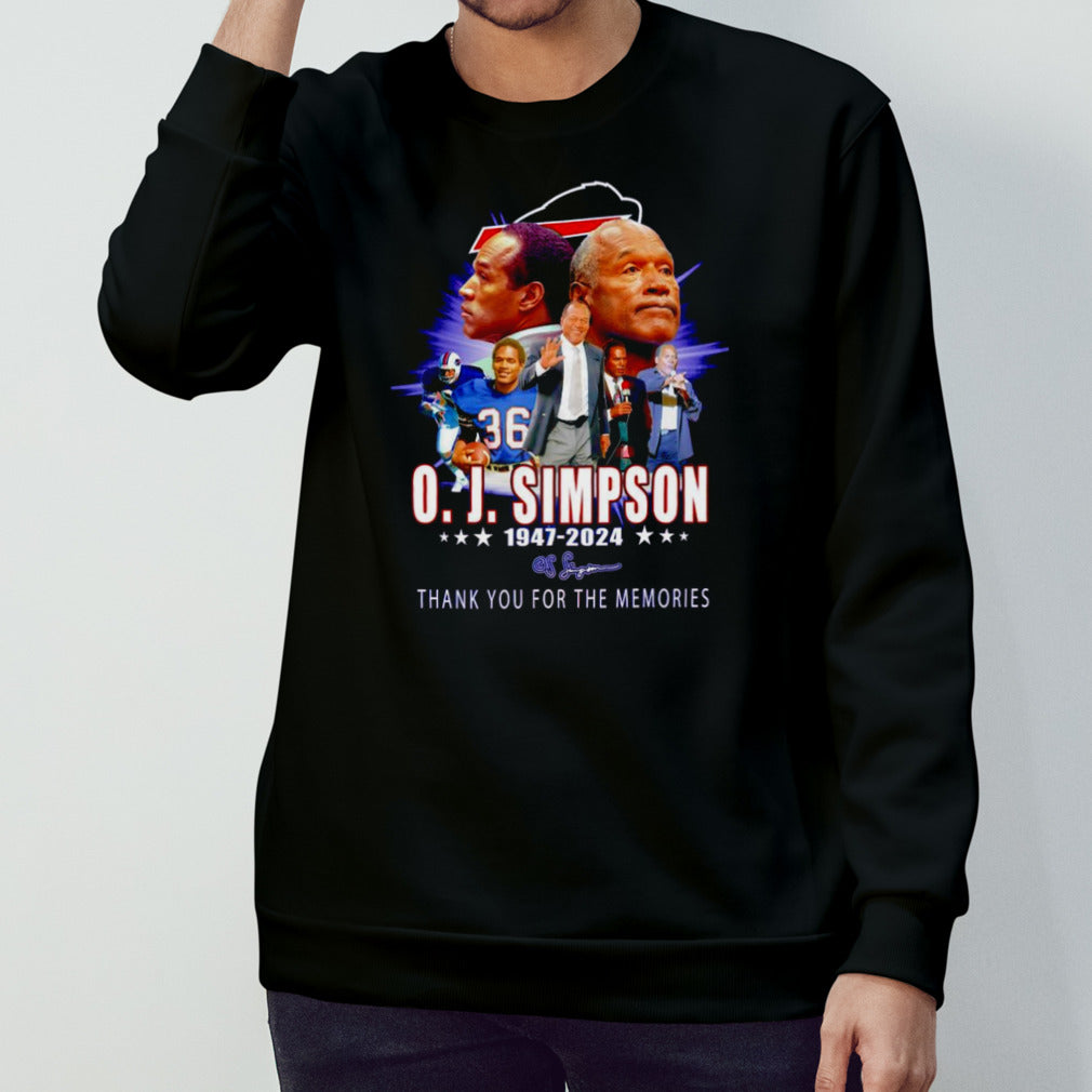 O J Simpson 1947-2024 thank you for the memories signature shirt