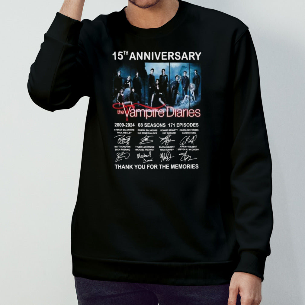Official 15th Anniversary The Vampire Diaries 2009-2024 8 Seasons Thank You For The Memories T-Shirt