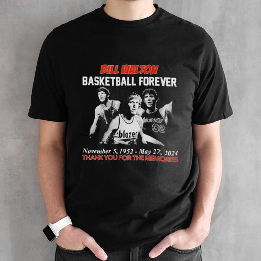 Official Bill Walton Basketball Forever 1952-2024 Thank You For The Memories Signatures Shirt
