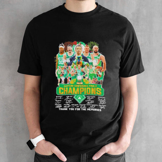Official Boston Celtics 2024 Nba Eastern Conference Finals Champions Thank You For The Memories Signatures Shirt
