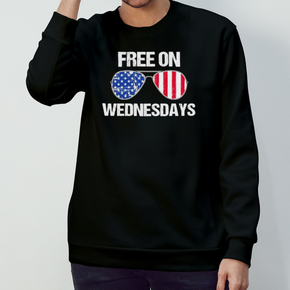 Official Free on Wednesdays Sunglasses American Flag Funny Joe Biden Political T-Shirt
