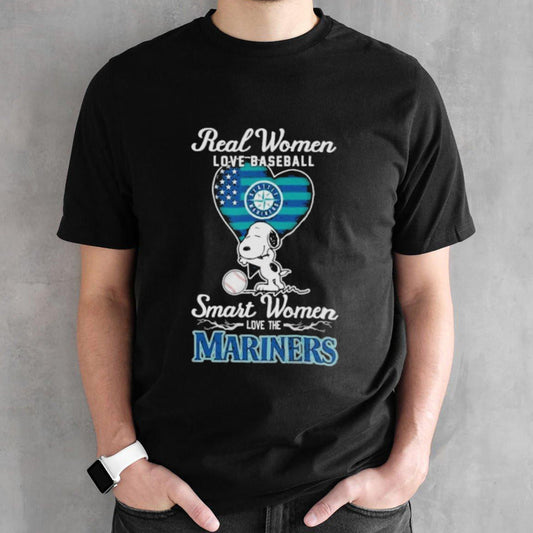 Official Snoopy Real Women Love Baseball Smart Women Love The Seattle Mariners Shirt