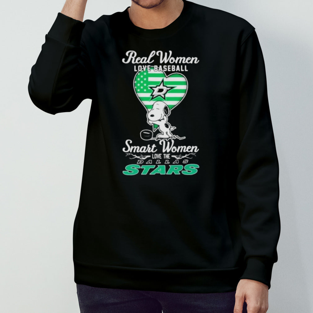 Official Snoopy Real Women Love Hockey Smart Women Love The Dallas Stars Shirt