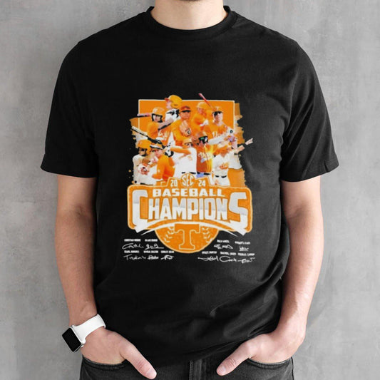 Official Tennessee Volunteers Team 2024 SEC Baseball Champions Signatures Shirt