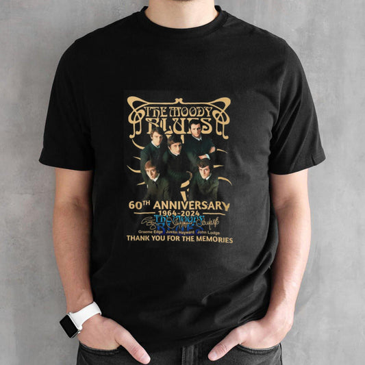 Official The Moody Blues 60th Anniversary 1964-2024 Thank You For The Memories Signatures T-Shirt