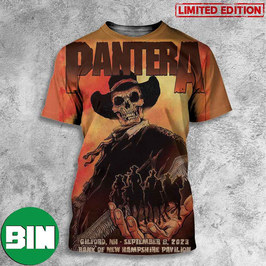 Pantera Official Gilford NH Concert Poster In September 8 2023 Bank Of New Hampshire Pavilion 3D T-Shirts