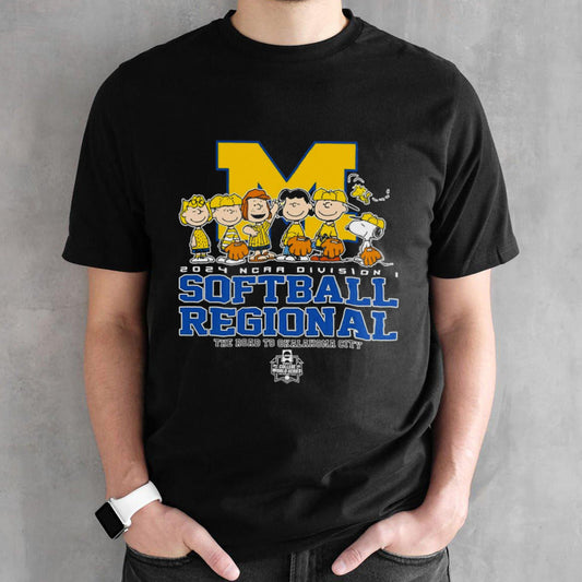 Peanuts Characters Michigan Wolverines 2024 NCAA Division I Softball Regional shirt