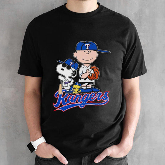 Peanuts Characters Texas Rangers Baseball Shirts