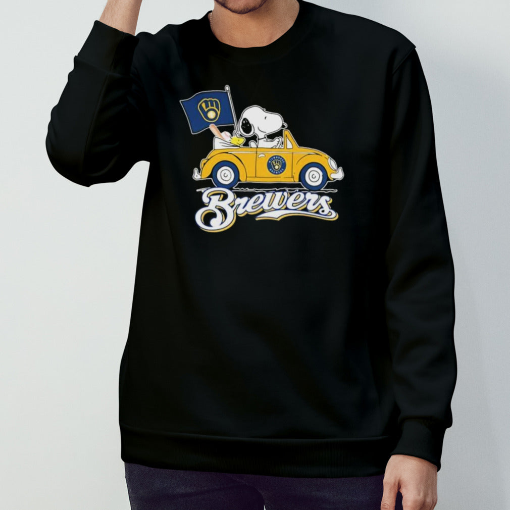 Peanuts Snoopy And Woodstock Milwaukee Brewers On Car 2024 Shirts