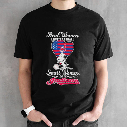 Peanuts Snoopy Real Women Love Baseball Smart Women Love The Cleveland Guardians Shirt