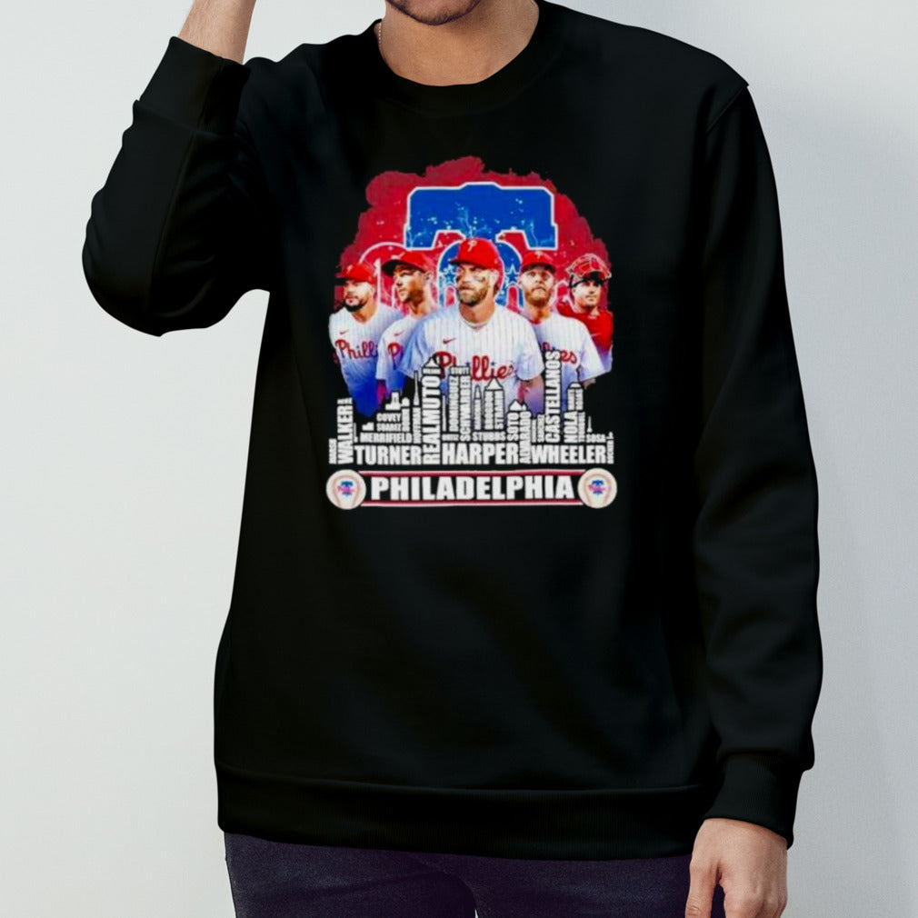 Philadelphia Phillies Baseball Squad 2024 Player Name City Skyline Shirt