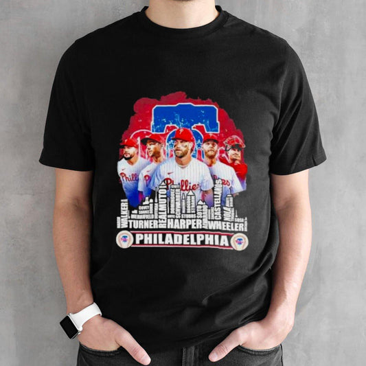 Philadelphia Phillies Baseball Squad 2024 Player Name City Skyline Shirt
