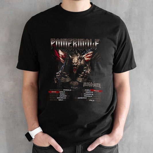 Powerwolf With Special Guest Unleash The Archers North American Tour 2024 Schedule Lists shirt