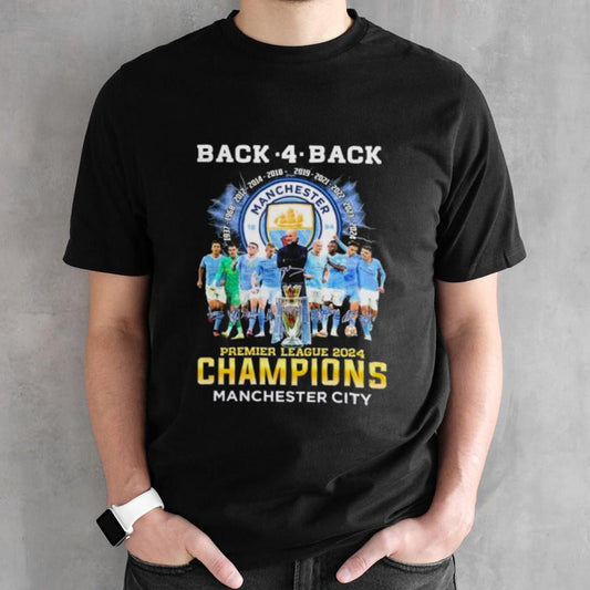 Premier League Champions Manchester City Back 4 Back 2024 Signatures shirt