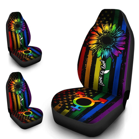 Pride LGBT Car Seat Covers Custom Sunflower American Flag Car Accessories For Transgender