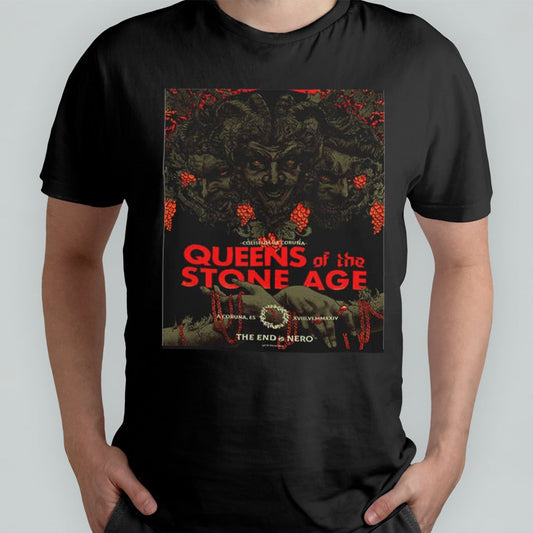 Queens Of The Stone Age Coliseum Da Coruna ES June 17 2024 The End Is Nero By Nikita Kaun T-Shirt