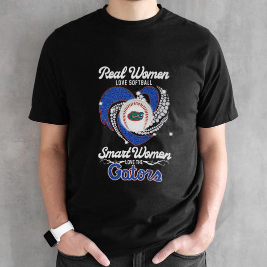 Real Women Love Softball Smart Women Love The Florida Gators 2024 Diamond Heart T-shirt