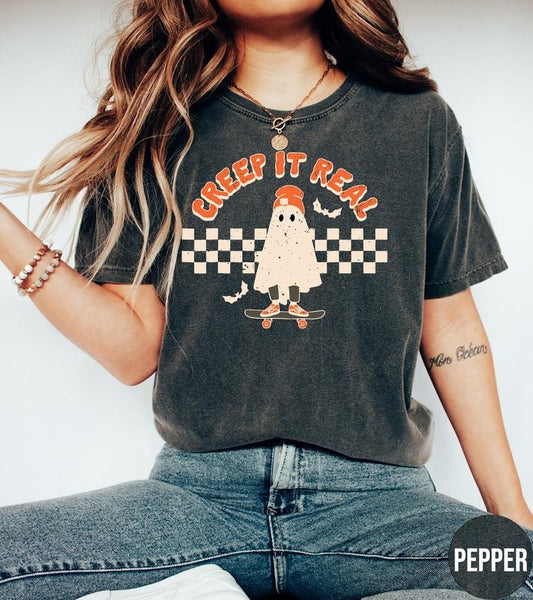 Retro Halloween TShirt , Creep It Real, Vintage Ghost Shirt Witch Shirt Fall Shirt Crewneck Spooky Creep Shirt Holloween